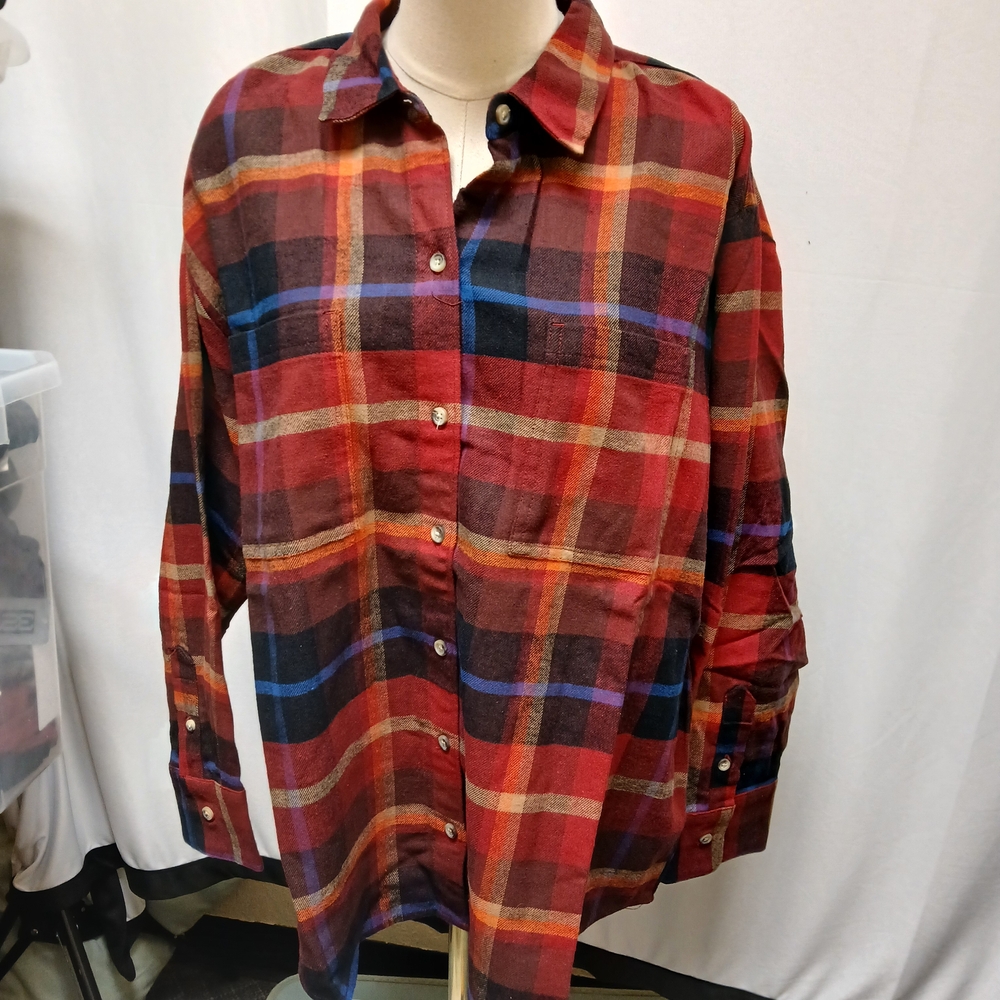 Red Plaid Button-Up Shirt